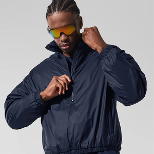 <b>Men</b> Hooded Half Zip <b>Pullover</b> <b>Jacket</b> Lightweight Winter Windbreaker Casual Outdoor Coat Custom Logo Front Quick Dry High Quality - Product Image 1