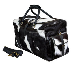 Bolsa de Viaje de Fin de Semana Plegable, Ligera y de Moda, de Cuero Genuino Estilo Western con Pelo, Cierre Resistente y Gran Capacidad de Almacenamiento - Product Image 2