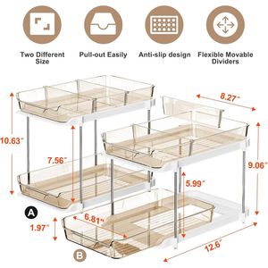 Organizzatori impilabili a 2 livelli per lavabo, contenitori multiuso per dispensa da cucina e armadietto estraibile per medicinali - Product Image 2
