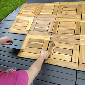 Wooden Interlocking Floor Tiles 30 X 30 cm Patio Balcony Terrace <b>Garden</b> Click Waterproof Anti-Slip Eco-Friendly Certified - Product Image 5