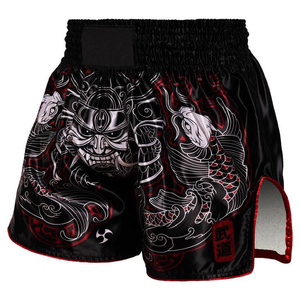 Shorts de sport en satin à séchage rapide pour homme, imprimé dragon rouge et noir, taille élastique, style streetwear - Product Image 2