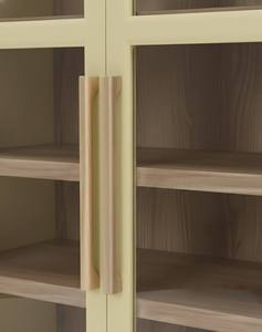 Modern Eco-Friendly Rubber Wood MDF Oak Veneer Display Cabinet 4-Compartment <b>Storage</b> <b>Unit</b> for Living Room Home Furniture - Product Image 6