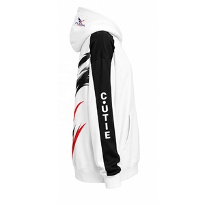 PEARIA Unisex Hooded Sweatshirt <b>Raglan</b> Sleeve Sublimation Print Breathable Knitted Casual Autumn White Black Red Design - Product Image 4