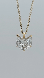Pendentif en diamant taille princesse, or massif 18 carats, serti griffe, collier classique pour femme, forme géométrique, bijoux de fiançailles - Product Image 1