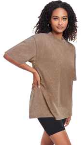 Camiseta de Algodón Marrón de Corte Regular para Mujer, Ecológica, Casual, de Manga Corta, para Primavera, con Diseños Personalizados - Product Image 2