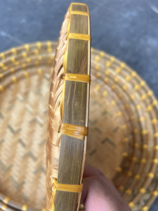 Juego de 6 bandejas de bambú ahumado de Vietnam, redondas, naturales, hechas a mano, para servir, al por mayor - Product Image 2