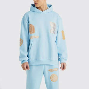 Survêtement streetwear pour homme en molleton 100% coton, broderie chenille et délavage acide, respirant, fabriqué par un fabricant OEM. - Product Image 4