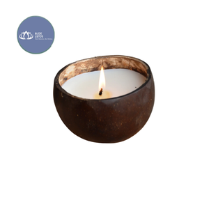 [DISPONIBLE] |   Bol à bougie en coquille de noix de coco fait main, écologique, décoratif, parfumé, bleu, vente en gros, Vietnam - Product Image 1