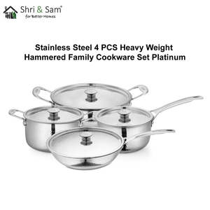 Platinum Collection 4 PCS Heavy Weight Hammered Stainless Steel Family <b>Cookware</b> <b>Set</b> - Product Image 6