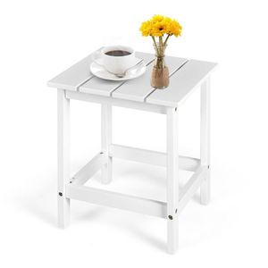 Tavolino da Caffè Quadrato in Legno da 15 Pollici con Estremità a Doghe per Uso Esterno in Giardino - Product Image 2