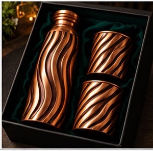 Juego de Botella y Tazas de Agua de Cobre Martillado a Mano con Caja de Regalo, Artículos de Bebida Portátiles de Lujo para Regalos Empresariales - Product Image 2