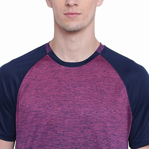 Men's <b>Raglan</b> Sleeve T-Shirt O-Neck Color Blocked Knitted Quick Dry Regular Fit Solid Purple Navy Short Sleeve Casual Sport <b>Top</b> - Product Image 6