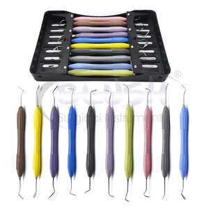 Juego de 18 piezas de alicates de ortodoncia dental, localizador de brackets y portaagujas de acero inoxidable, en estuche de cuero, color rosa quirúrgico - Product Image 3