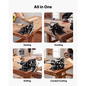 Étau d'établi robuste en fonte, mâchoires de 5,5 po, base pivotante double à 360° avec verrouillage - Product Image 6