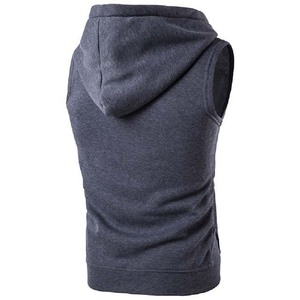 Sudadera sin mangas con capucha y cremallera para hombre, color sólido, estilo casual, tejido French Terry, corte regular, para otoño. - Product Image 2