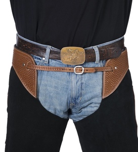 Chaps Vaqueros de Cuero Genuino Hechos a Mano con Flecos, Negros y Marrones, Estilo Cowboy, con Botones y Hebillas, para Competición, Atléticos, Holgados - Product Image 3