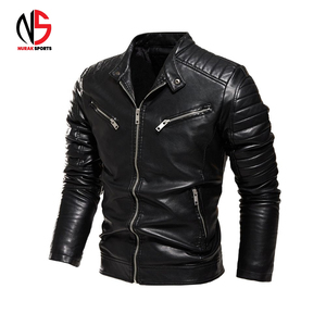 Men's Women's Genuine Leather Waterproof Breathable <b>Mandarin</b> <b>Collar</b> Winter Motorcycle Biker Outerwear OEM Service <b>Jacket</b> - Product Image 4