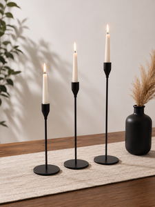 Modern <b>Black</b> Metal Taper Candle Holder Set of 3 – Minimalist Decorative <b>Candlestick</b> Holders for Dining Table, Home & Hotel - Product Image 2