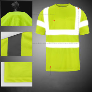 Camiseta Reflectante de Alta Visibilidad con Logotipo Personalizado, Camiseta de Trabajo de Manga Corta, Tela de Alta Calidad y Cinta Reflectante Ancha para una Buena Visibilidad - Product Image 3