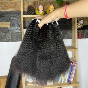 Vietnamien sans poux Yaki trame de cheveux 100% donneur unique Super Double dessiné 8-40 pouces crépus extensions de cheveux raides - Product Image 2