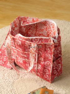 OEM Assorted Red Floral Quilted Cotton Tote <b>Bag</b> with Pouch - Eco-Friendly <b>Boho</b> Reusable Shopper - Product Image 3