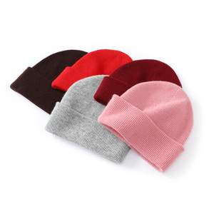 100% Merino Pure Wool Warm Knitted <b>Hat</b> <b>Winter</b> <b>Hats</b> <b>Men</b> Women Solid Pattern Common Fabric Casual Wholesale - Product Image 2