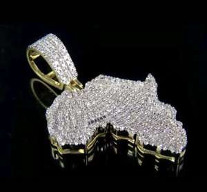 Colgante de Moissanita con Mapa de África, Plata de Ley 925 Bañada en Oro, Charm Redondo Brillante, Joyería Unisex para Fiestas - Product Image 2