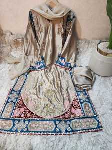 Embroidered Salwar Kameez Pakistani Indian Women Set V Neck Floral <b>Dress</b> with <b>Shawl</b> for Wedding Party Ethnic Kaftan Style - Product Image 3