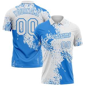 Camiseta de Béisbol Sublimada al por Mayor OEM ODM, Polo de Manga Corta para Hombre, Absorbente de Humedad, con Impresión del Nombre del Equipo, Azul y Blanco - Product Image 1