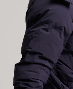 Veste matelassée bleu marine pour homme, coupe-vent, épaisse, décontractée, pour l'hiver, avec fermeture éclair, coupe classique, couleur unie, en polyester - Product Image 6
