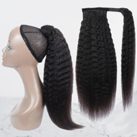 Queue de cheval en cheveux naturels brésiliens avec bonnet en dentelle, double trame, fixation adhésive, extension Remy, aspect naturel, coiffage facile, vente en gros