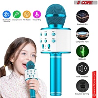 Micrófono Inalámbrico para Karaoke WM SPK BLU de 5 Núcleos con Altavoz Incorporado, Micrófono Bluetooth Portátil 3 en 1