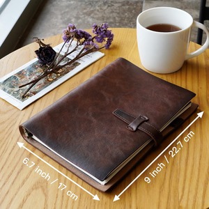 Carnet en cuir, organiseur vintage avec reliure métallique à 6 anneaux, 120 pages de papier ligné et pochette, pour écrivains, travail et affaires - Product Image 5