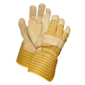 Gants de travail en coton à doigts entiers, rayés jaunes, protection extérieure, unisexe, toutes saisons - Product Image 1