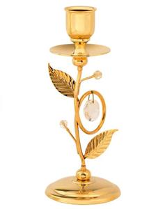 Candelabro de Metal Dorado con Diseño de Hojas y Detalles de Cristal, Forma Redonda, Decoración para el Hogar - Product Image 4