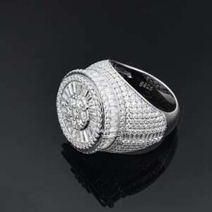 925 Sterling Silver 18k White Gold Plating Band Vvs Moissanite Diamond Iced Out Wedding Engagement <b>Men</b> <b>Rings</b> - Product Image 6