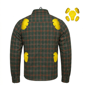 Custom Kevlar Lined Motorcycle Riding <b>Flannel</b> Shirt for Men Check Pattern Protective Motorbike Riding Shirt High Quality OEM ODM - Product Image 2