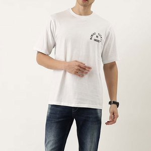 T-shirt blanc à manches courtes pour homme, col rond, coupe classique, style décontracté, imprimé lettres, tissu jersey 100% coton - Product Image 6
