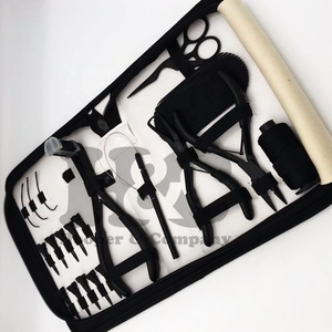 Kit d'outils de pose d'extensions capillaires nouées à la main de qualité supérieure avec pinces en acier, couleur et logo personnalisés, noir, durable, kit d'outils capillaires en promotion - Product Image 1
