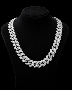 Collar Cubano de Moissanita de 18mm, Plata 925 Bañada en Oro, Claridad VVS, Corte Baguette Cónico, Cadena de Eslabones, Joyería Unisex para Fiesta Hip Hop - Product Image 1