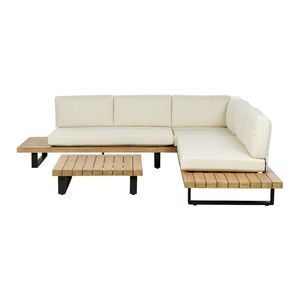 Sofá Esquinero de Jardín con Mesa para 4 Personas MYKONOS, Madera de Teca Sólida con Tablero de Partículas, Diseño para Mano Derecha - Product Image 4