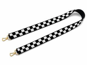 Nuevas correas de bolso tejidas a cuadros en blanco y negro a la moda con ganchos dorados para bolsos de mano, bolsos de hombro, correas con cuentas para niñas - Product Image 1