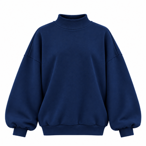 Loose Oversized Pullover Sweatshirt Mock Neck Long Sleeve <b>Top</b> Relaxed Drop Shoulder Fit Casual Fashion Streetwear Autumn Wear - Product Image 1