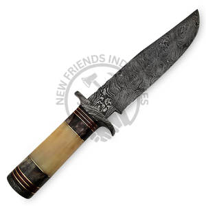 New Edition Customizable Damascus Steel 13" Wolf Bowie <b>Knife</b> w/<b>Bone</b> <b>Handle</b> Fixed Blade <b>Knife</b> Collectible Outdoor Hunting <b>Knife</b> - Product Image 4