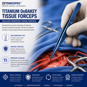 Pinzas Quirúrgicas de Titanio DeBAKEY para Tejido, Instrumento Quirúrgico Vascular Atraumático ZETOMEDPRO - Product Image 4