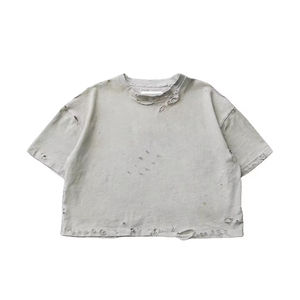 Camiseta Personalizada con Efecto Desgastado para Hombre, Estilo Vintage, Corte Holgado, Bajo sin Rematar, Ropa Urbana, Fabricante - Product Image 6
