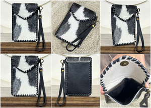 Nouvelle pochette pour téléphone portable en cuir véritable de style occidental, faite à la main, en cuir naturel avec fermeture à pression, mini pochette à main - Product Image 3