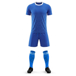 Conjunto de Uniforme de Fútbol Sublimado Personalizado, Cuello Redondo Azul, Manga Corta, Absorbe la Humedad, Equipación Deportiva para Hombre, Ajuste Atlético para Todas las Temporadas - Product Image 3