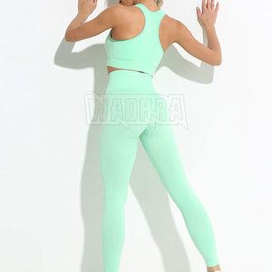 Ensemble de yoga personnalisé avec logo, dernière conception, vêtements de fitness, leggings de compression, ensemble de yoga taille haute slim - Product Image 5