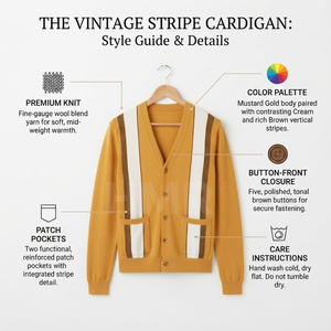 Cardigan en acrylique HMR pour sororité, tricoté, à manches longues, col en V, couleur contrastante, décontracté, boutonné sur le devant, pull à manches entières - Product Image 6